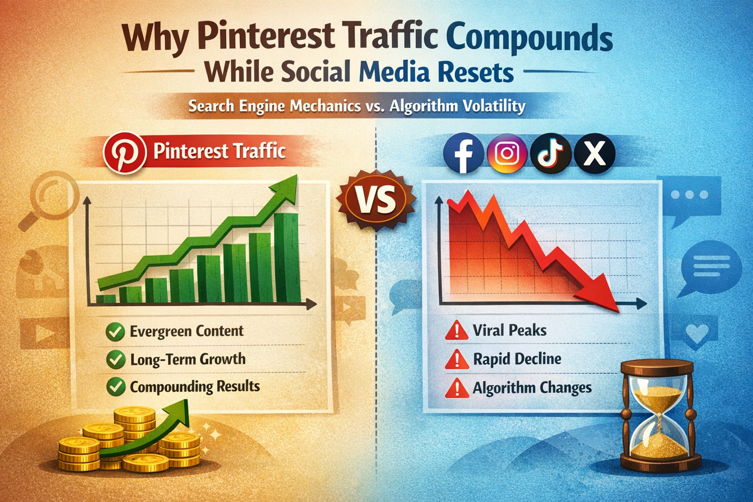 Why Pinterest Traffic Compounds While Social Media Resets